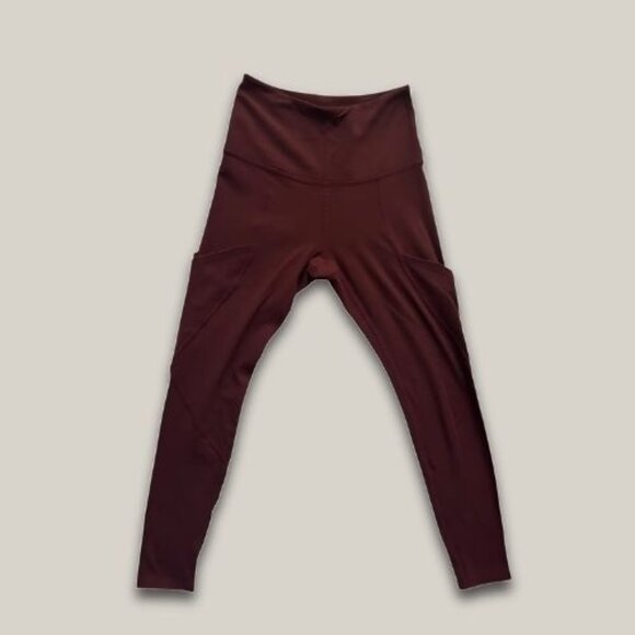Beyond Yoga Midi Leggings High Rise Waist Powerbeyond Strive Pockets Maroon W S - Picture 1 of 11